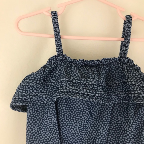 Girl’s Genuine Kids Denim Polka Dots Romper Size 4T - Picture 2 of 5